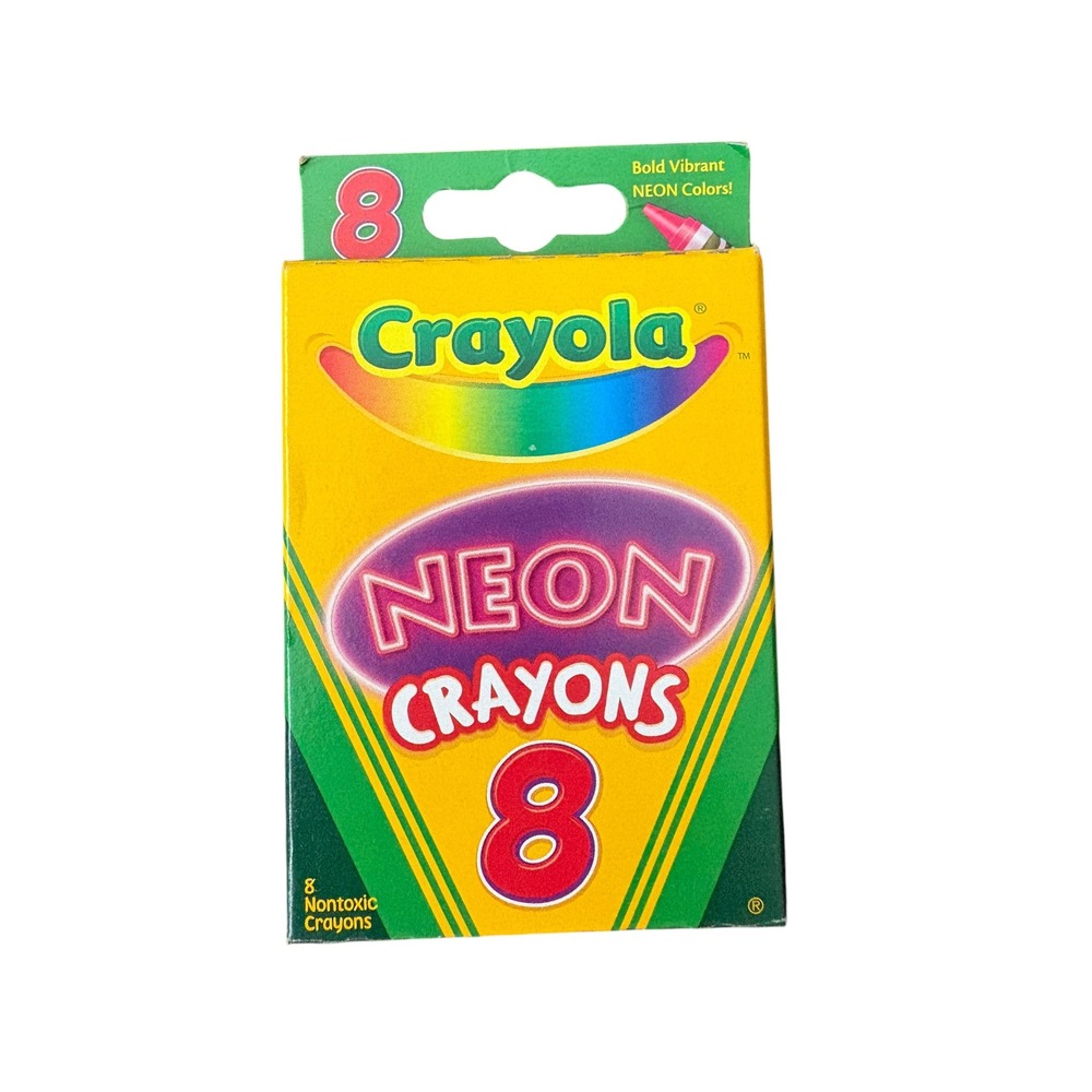 Crayola Neon Crayons 8 Count New In Box Bold Vibrant Colors Nontoxic Vintage